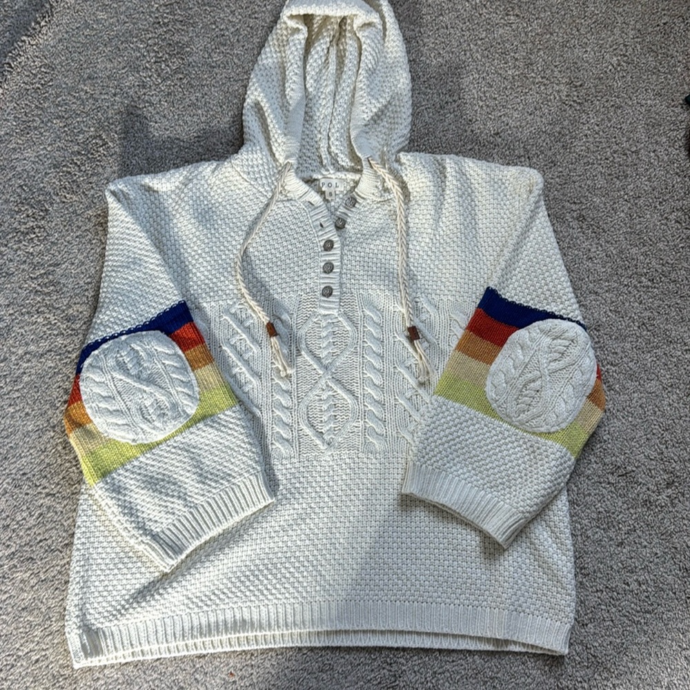 Pol oversized cream sweater with hood.